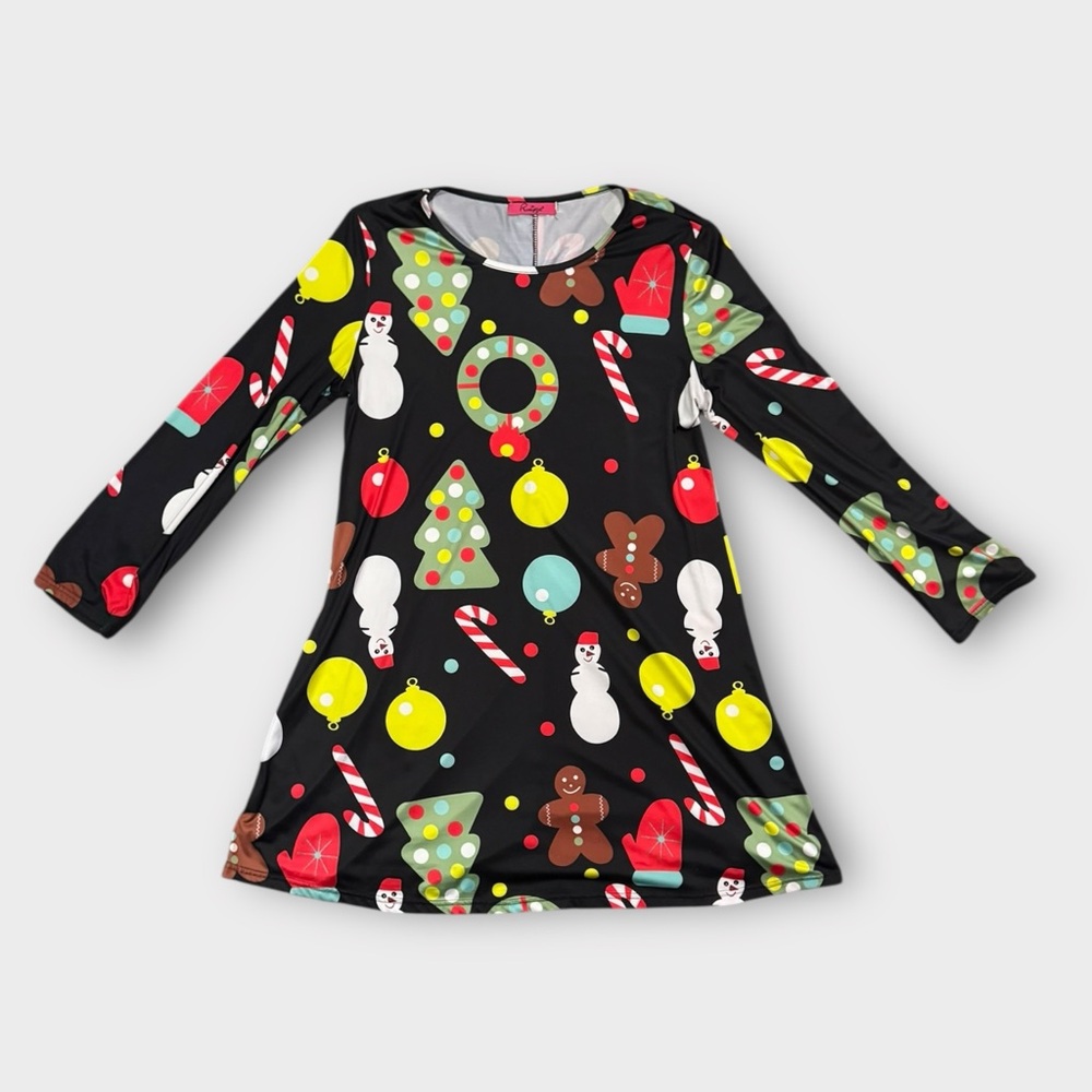 Festive Black Long Sleeve Dress